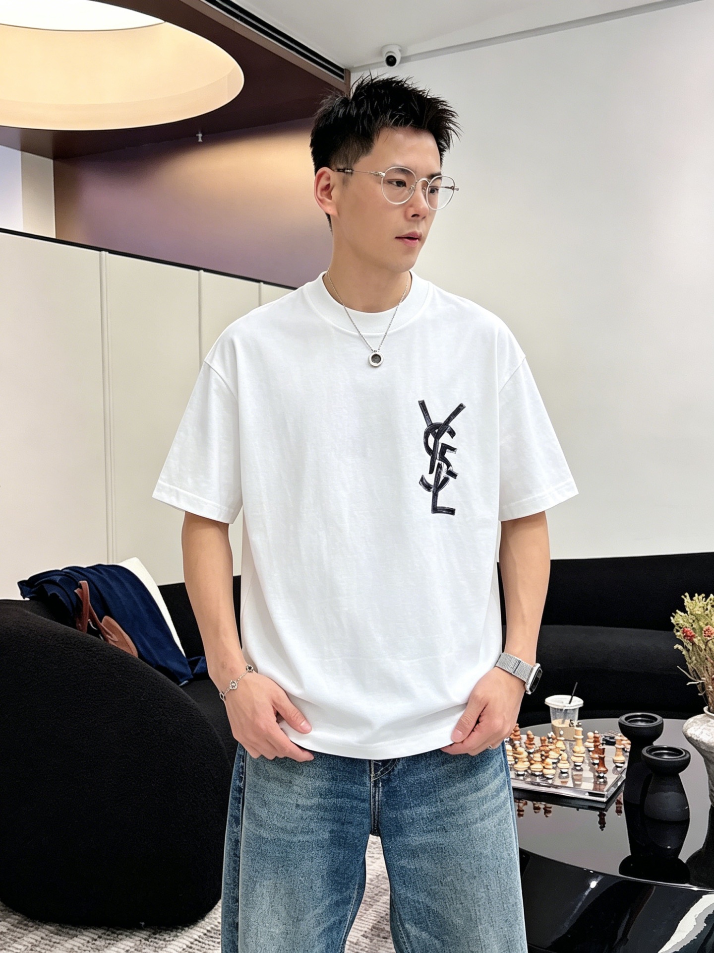 サンローラン「Saint Laurent」ロゴプリントTシャツ / ショートスリーブ クルーネック