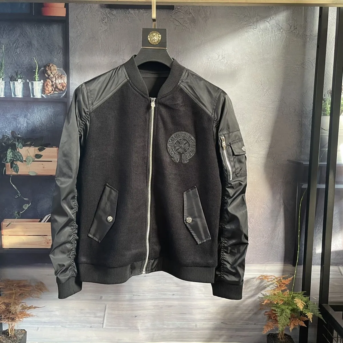 クロムハーツ「Chrome Hearts」レザー ベースボール ジャケット