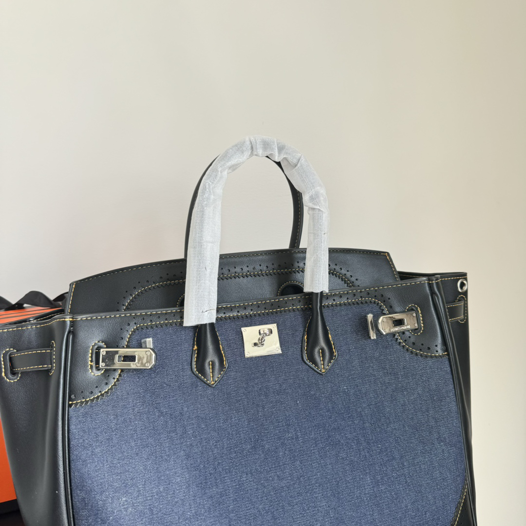 エルメス「Hermès」Birkin 30 ツートーン キャンバス×レザー ショルダーバッグ