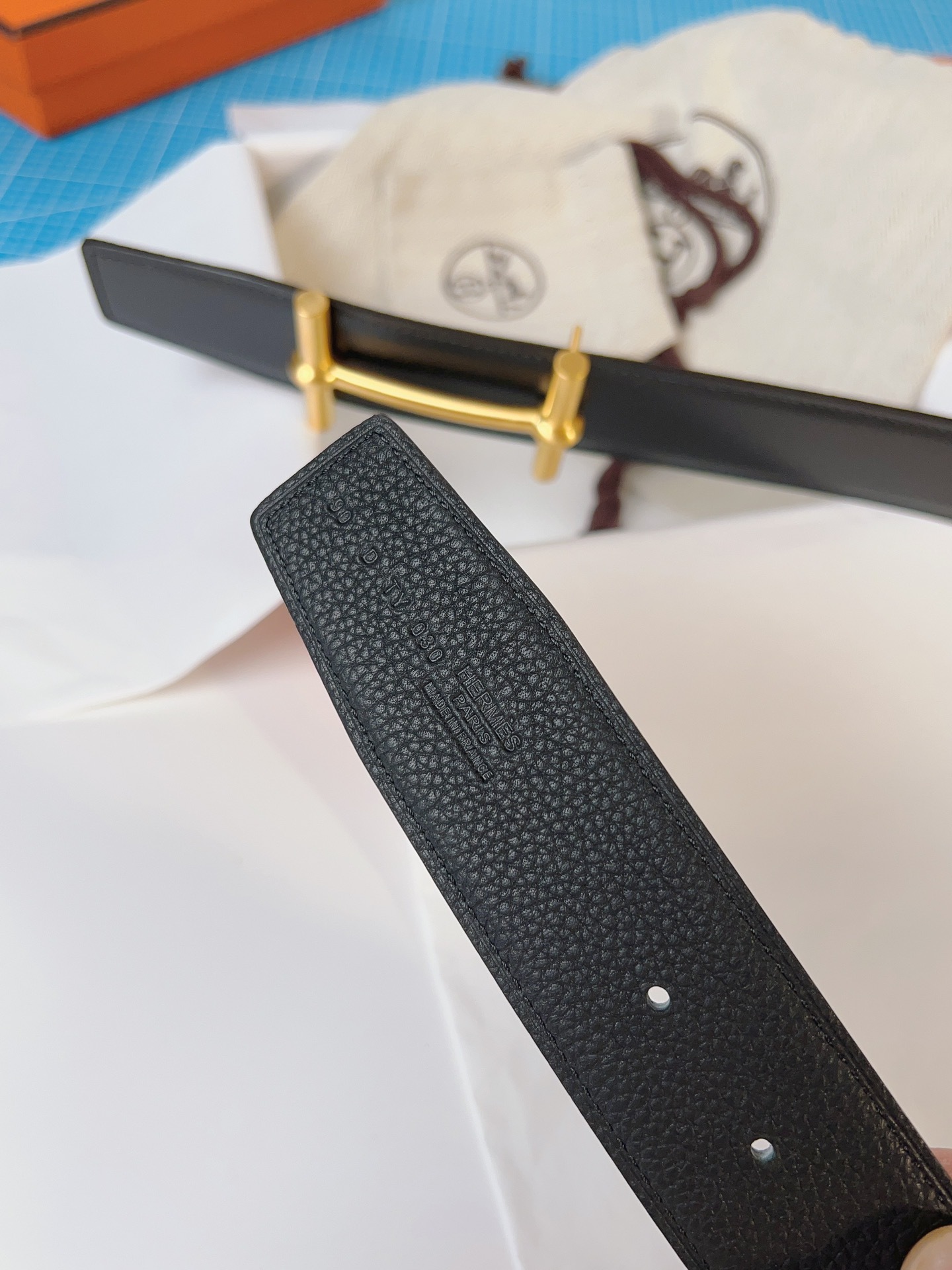 エルメス「Hermès」 ダブルフェイス トゴ革 ベルト100MM