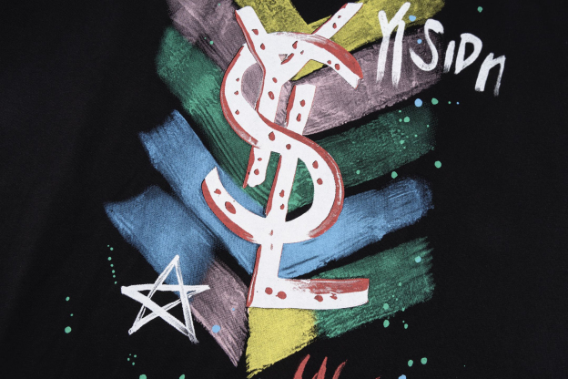 サンローラン「Saint Laurent」カラフルグラフィティロゴ ショートスリーブTシャツ