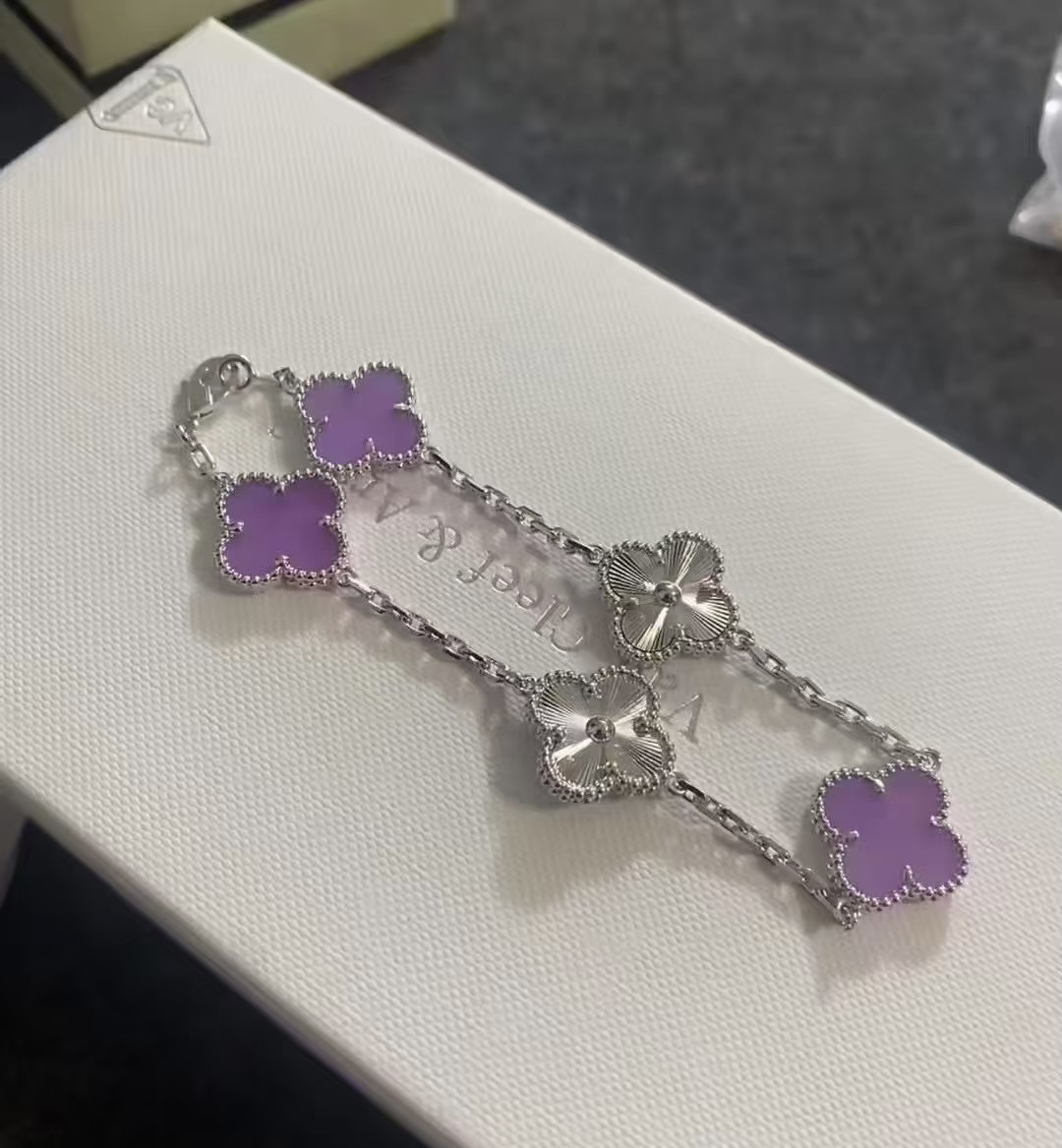 ヴァン クリーフ＆アーペル「Van Cleef & Arpels」Vintage Alhambra レーザーカット バイオレット 5モチーフ ブレスレット19.5cm