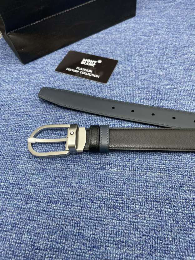 モンブラン「Montblanc」 クラシックコレクション ヘッドレザー ブラスバックル ベルト100cm