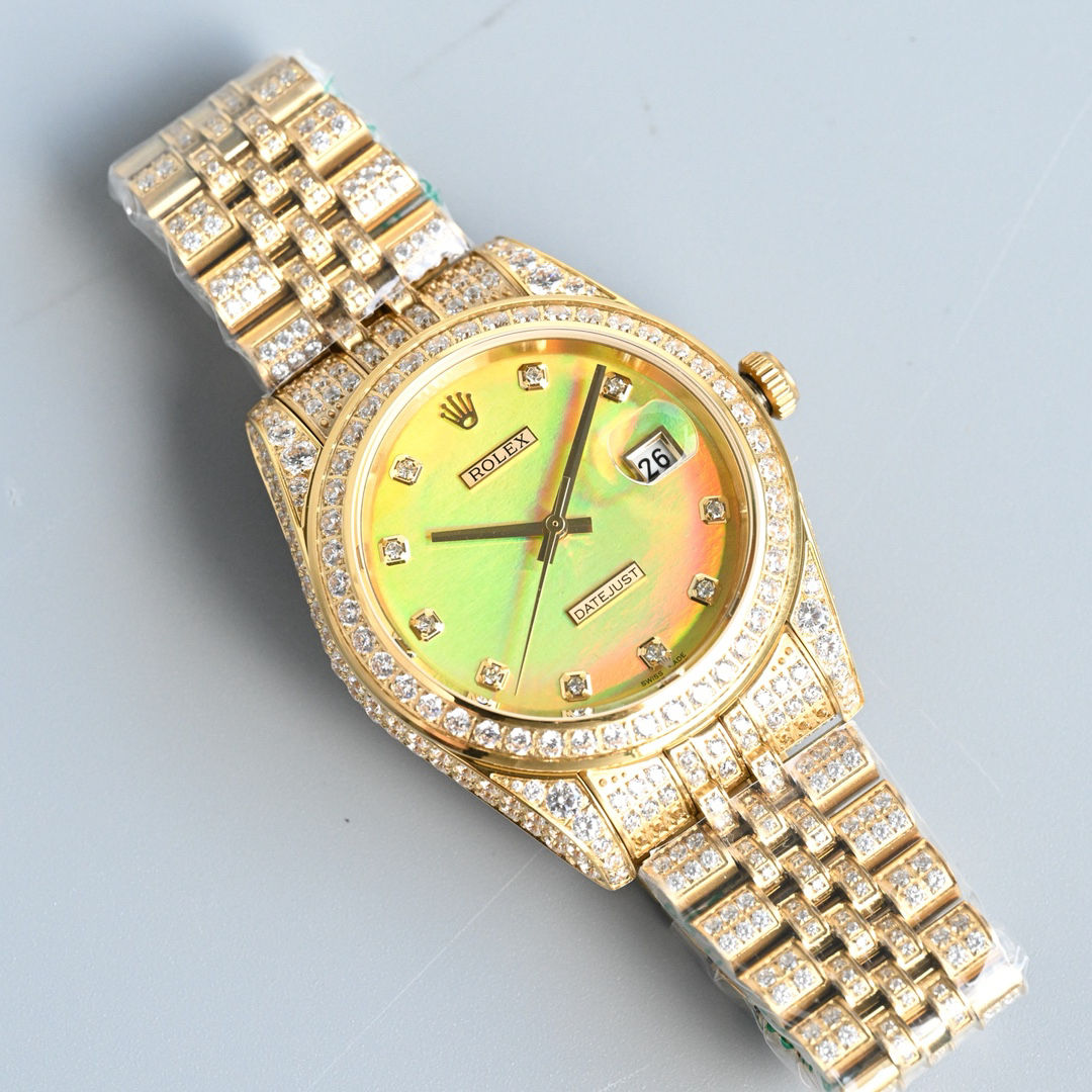 ロレックス「Rolex」 レディースデイトジャスト 178288 フルダイヤモデル 腕時計41mm