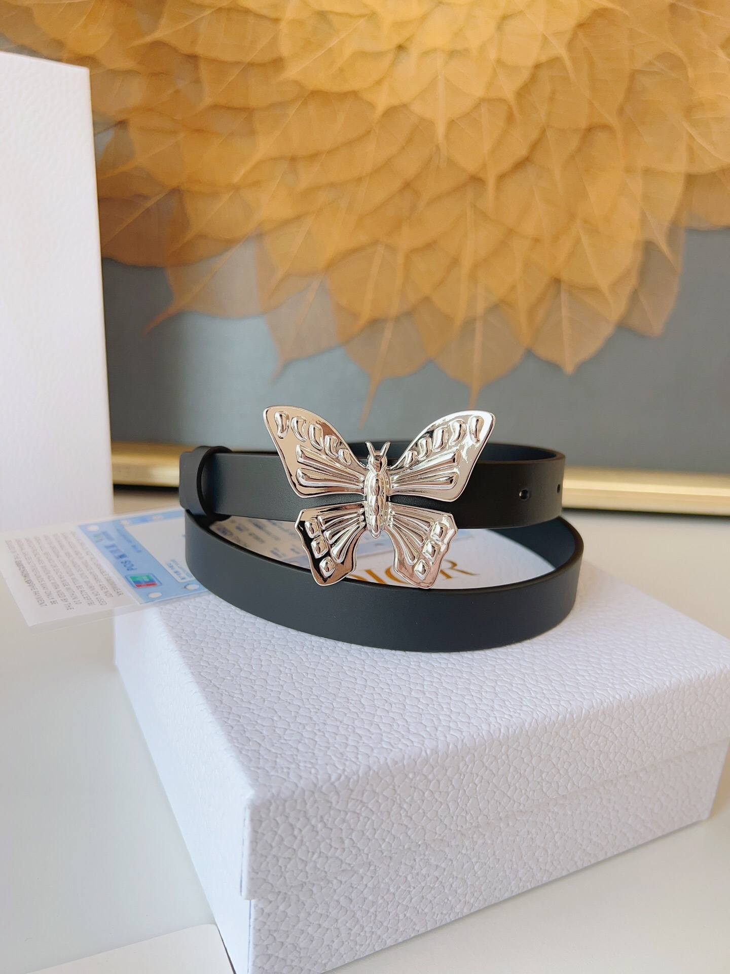 ディオール「Dior」メタモルフォーゼ 2.0cm スムースレザーベルト バタフライバックル100CM