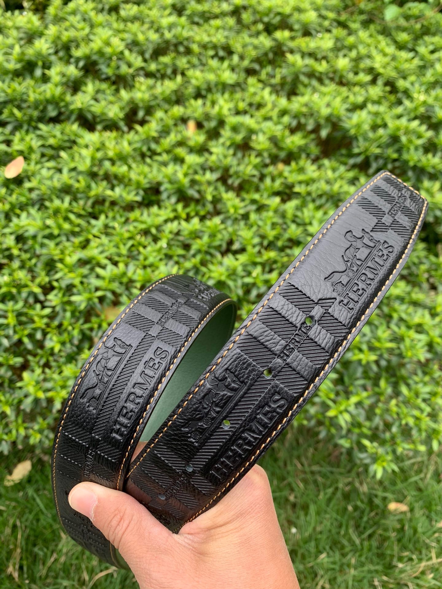 エルメス「Hermès」Jumbo Belt Buckle & ダブルフェイスレザーベルト100cm