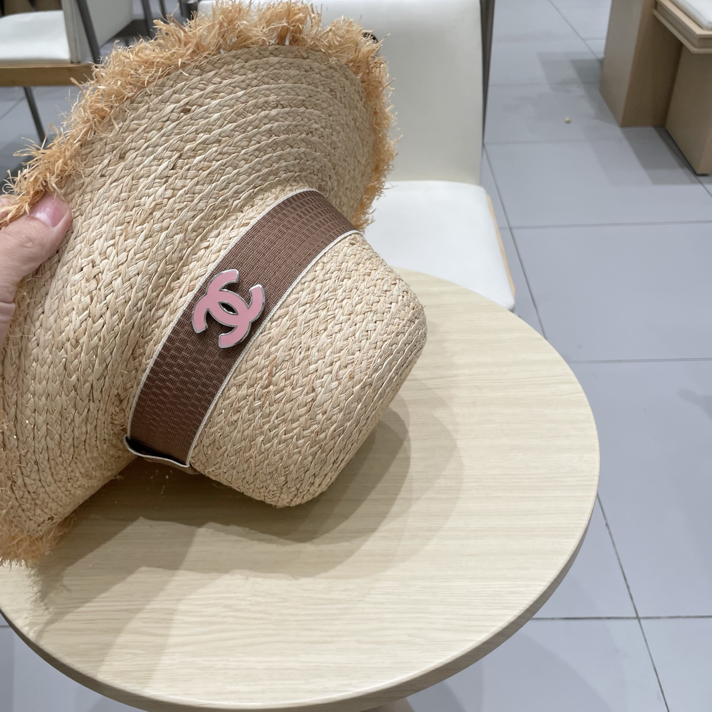 シャネル「Chanel」ラフィア ワイドブリム サンハット ハット