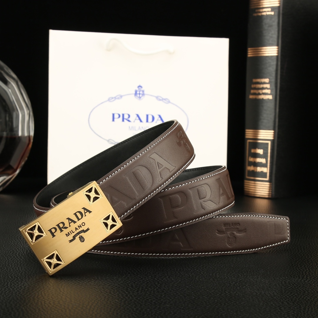 プラダ「Prada」メンズ オートマチック レザーベルト100CM