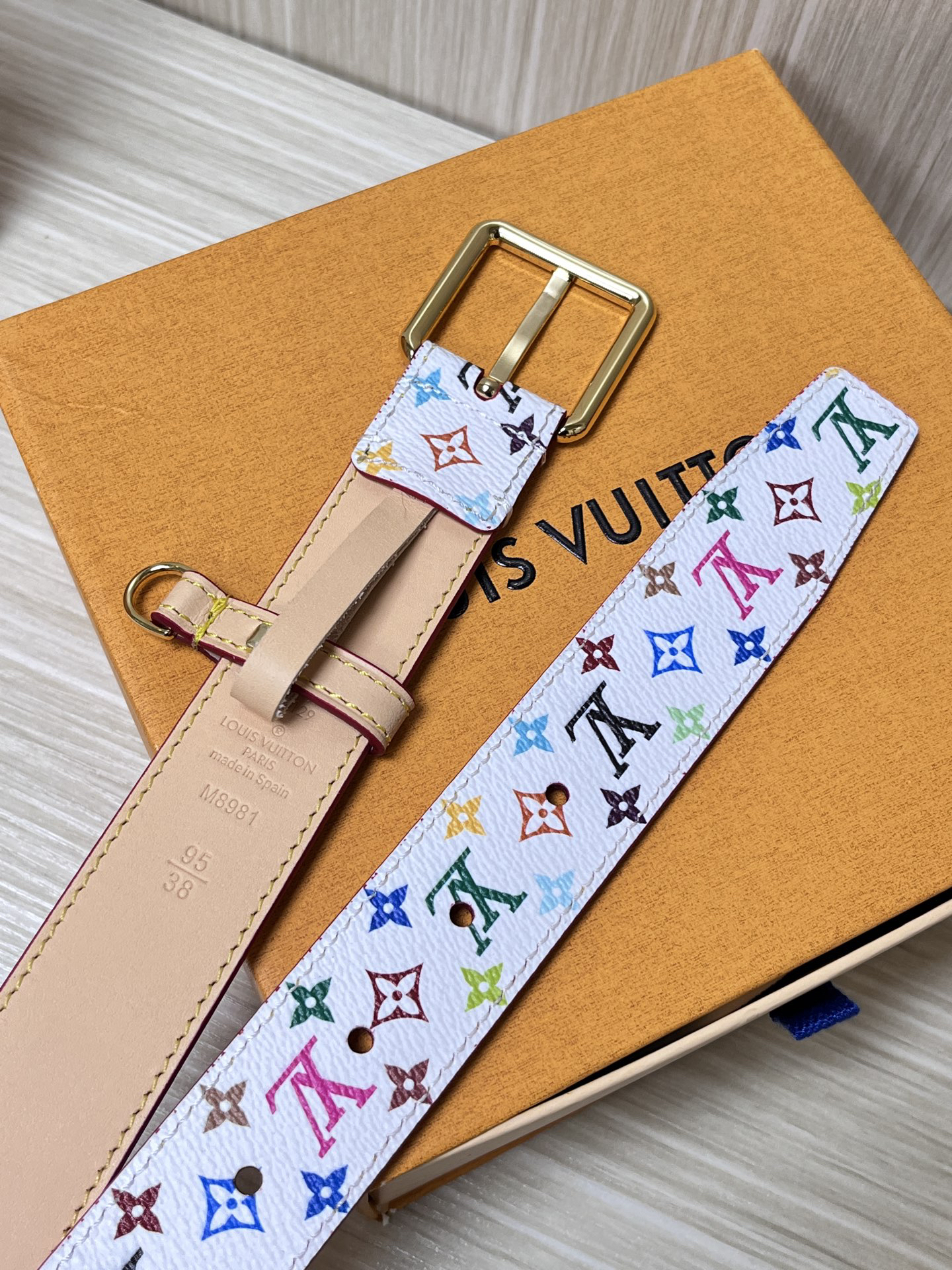 「コラボモデル」Louis Vuitton x TMモノグラム マルチカラー リバーシブル ベルト100CM
