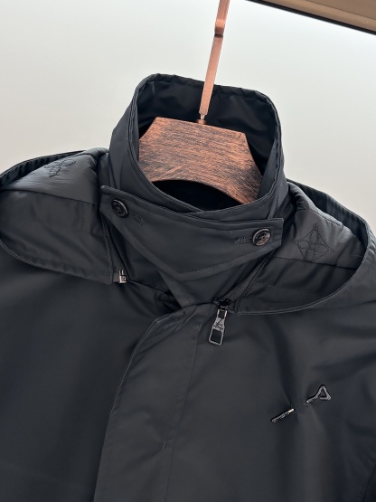 ルイ・ヴィトン「Louis Vuitton」24 FW秋冬新作ブラックナイロン素材取り外し可能な連帽ダウン