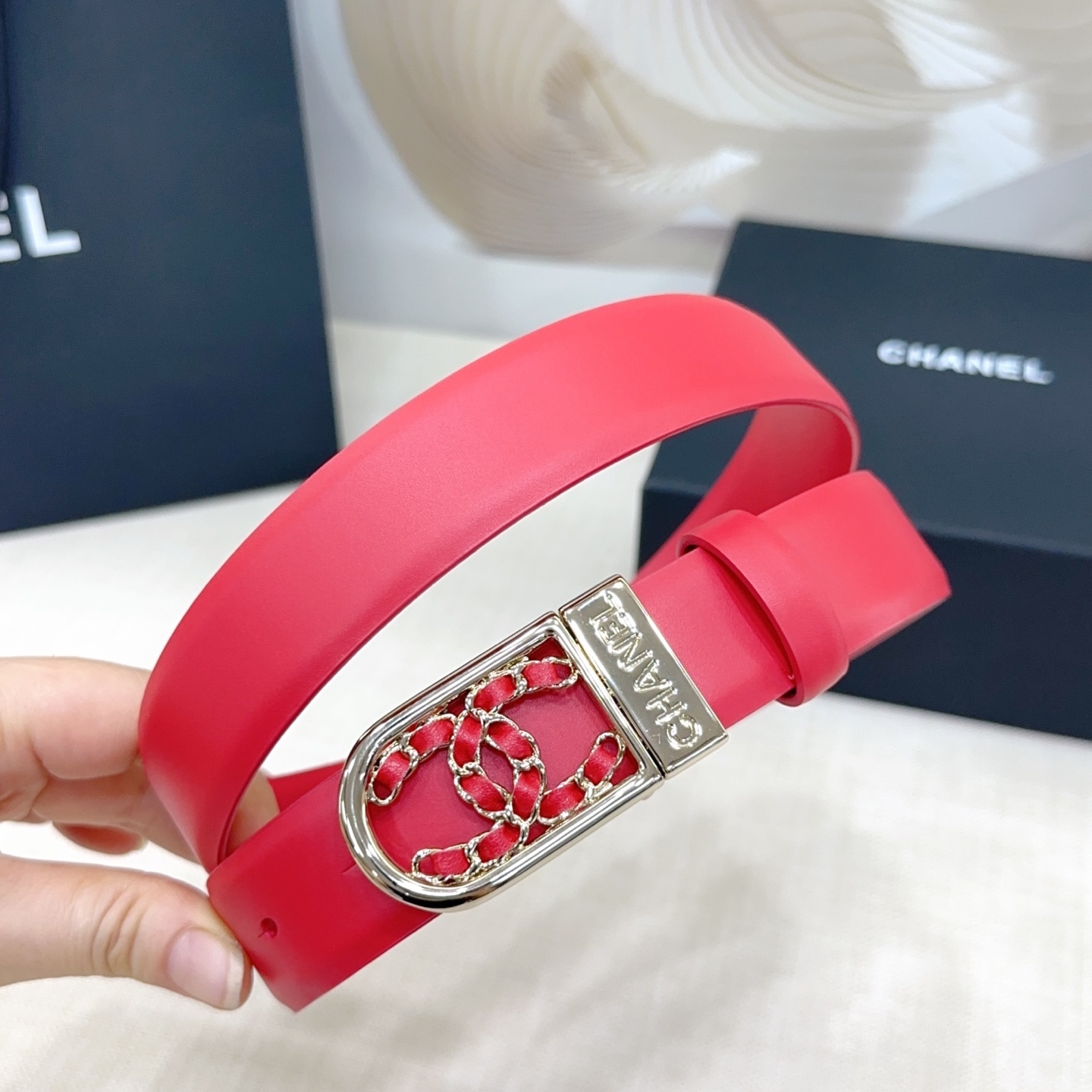 シャネル「Chanel」ダブルフェイス レザー ベルト100CM