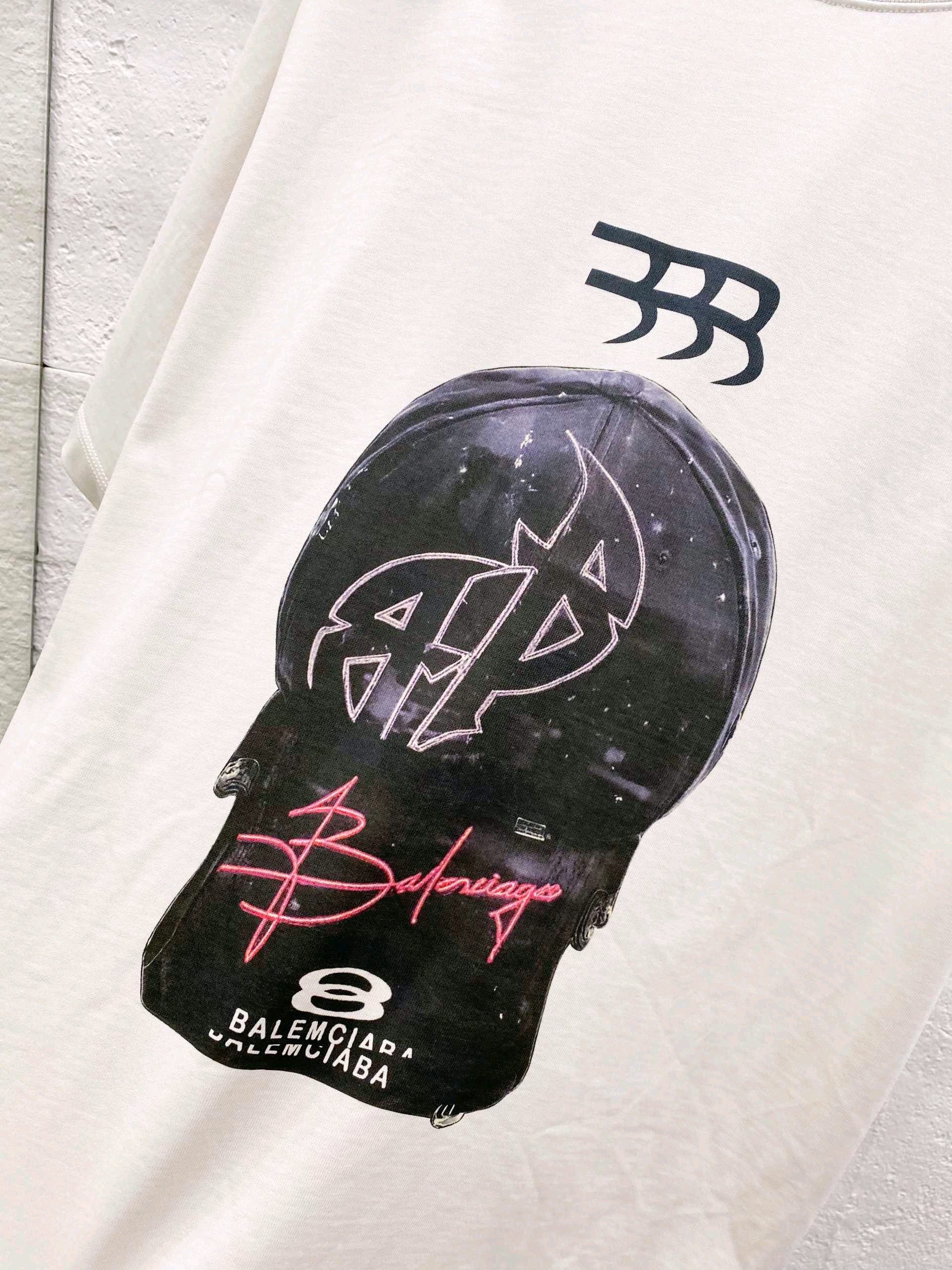 バレンシアガ「Balenciaga」ハイネックプレミアムコットン半袖Tシャツ