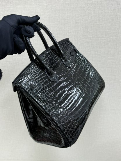 エルメス「Hermès」ノワール ミロワール クロコダイル レザー バッグ