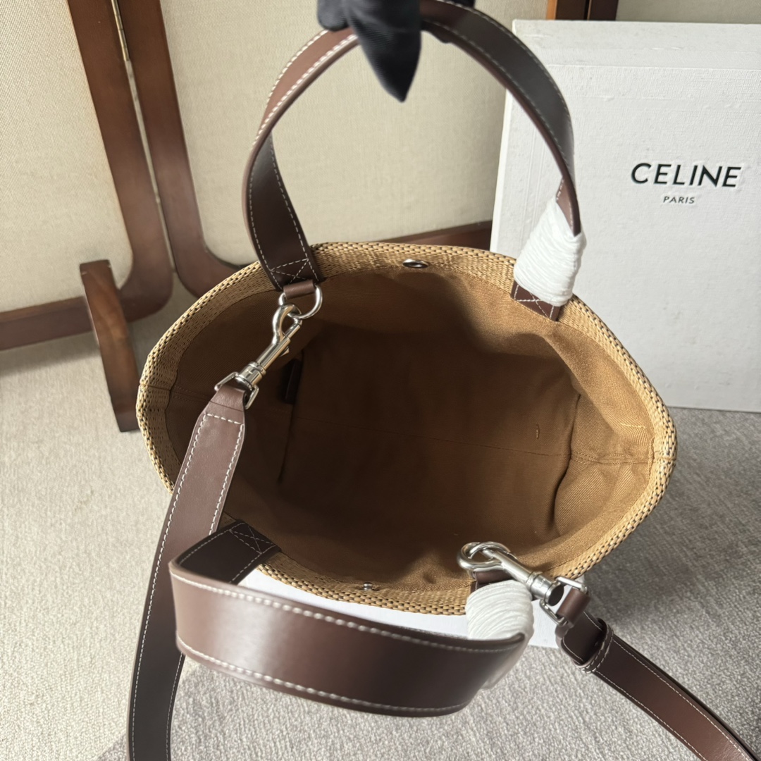 セリーヌ「Celine」Plein Soleilシリーズ ラフィアトートバッグ
