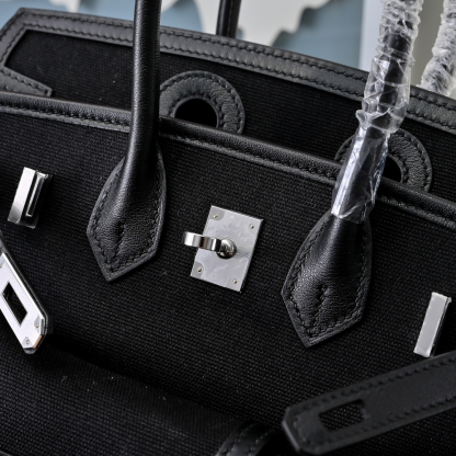 エルメス「Hermès」Cargo スウィフトレザー＆トワル クアドリル シルバーハードウェア バッグ