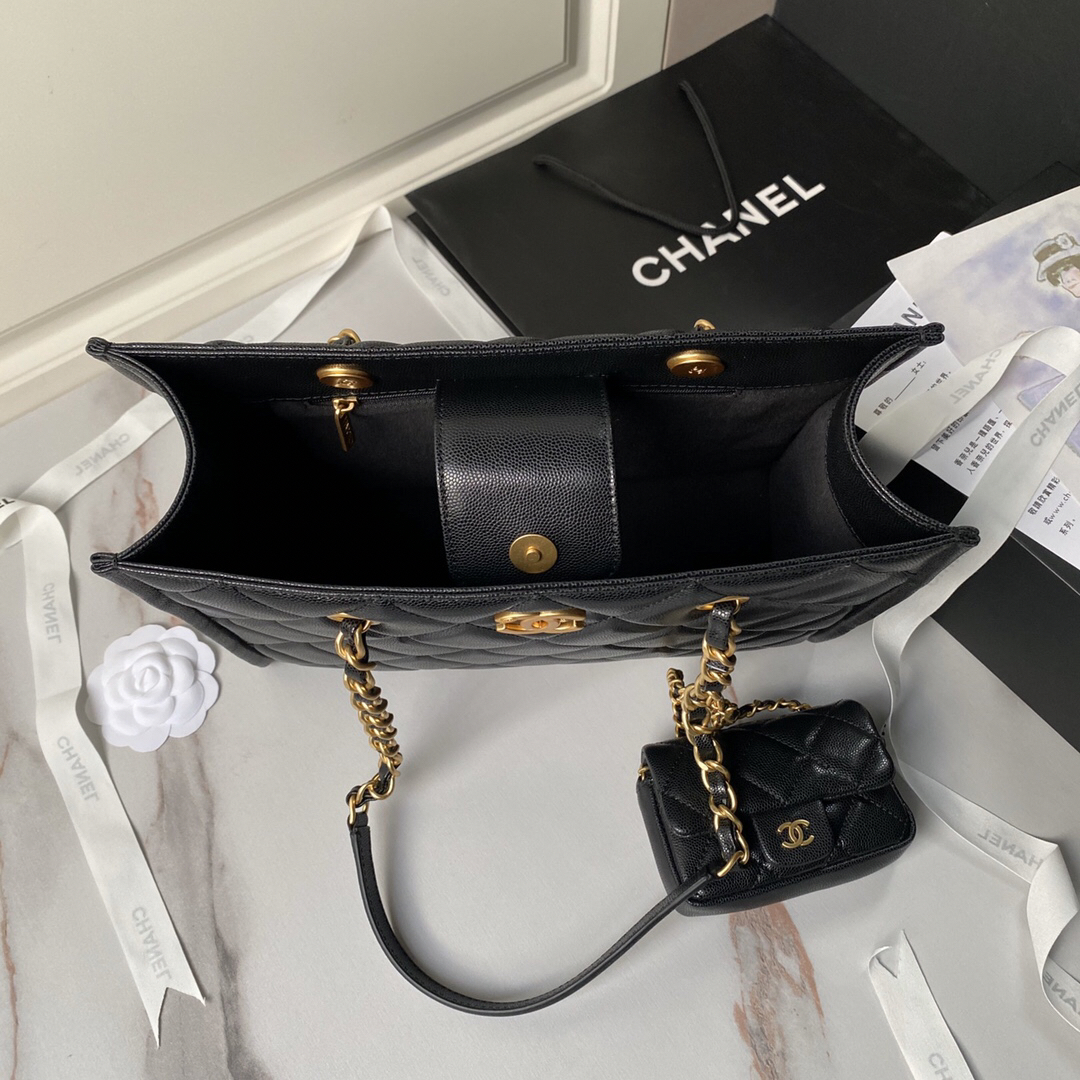 シャネル「Chanel」キャビアレザー チェーン トートバッグ レディース ショルダーバッグ