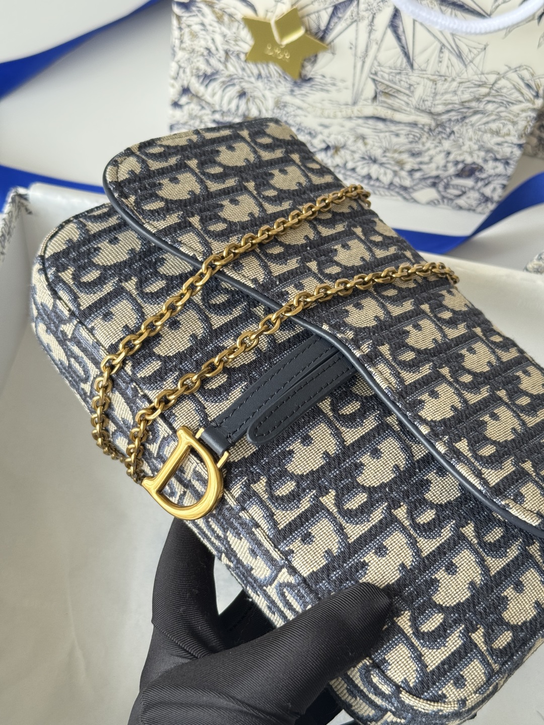 ディオール「Dior」SADDLE チェーン デニム バッグ