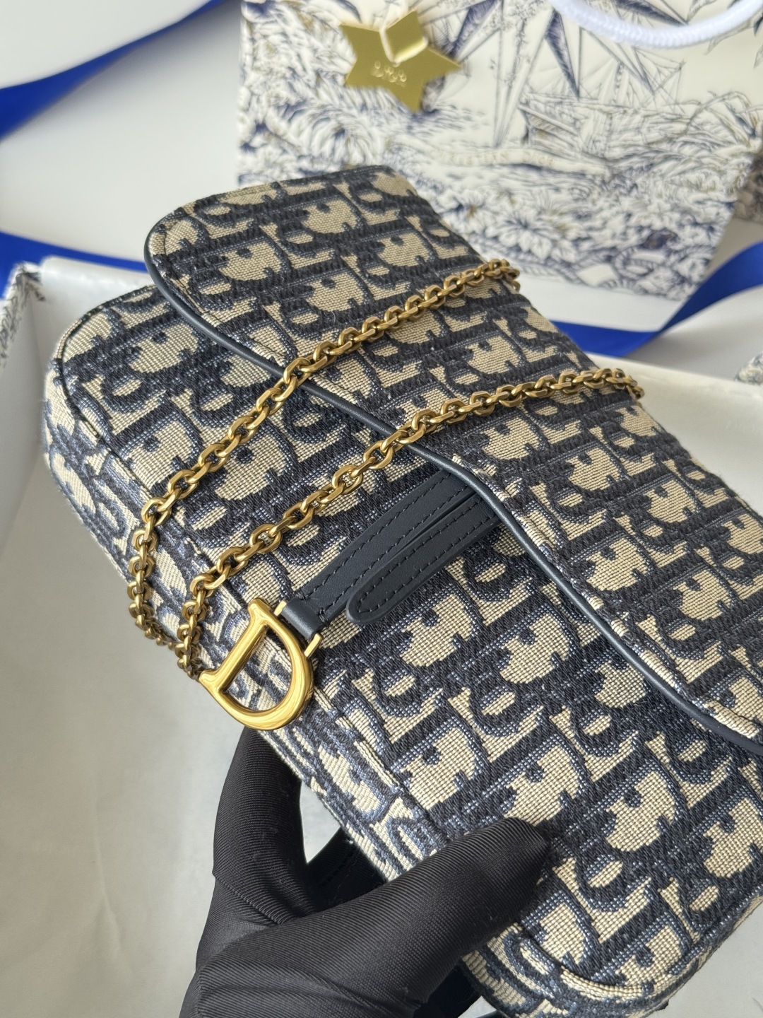 ディオール「Dior」SADDLE チェーン デニム バッグ