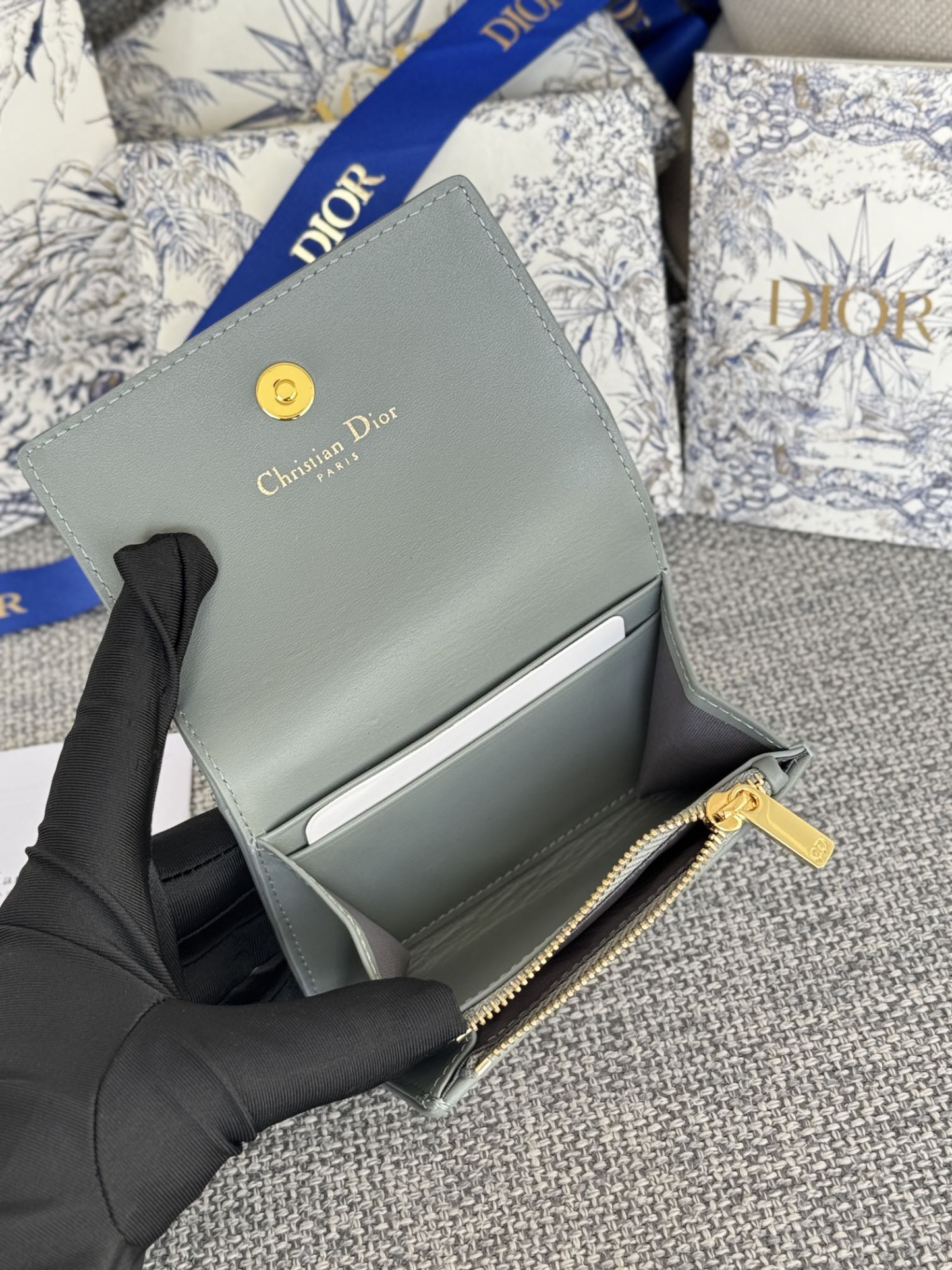 ディオール「Dior」カロ カードケース ソフトカーフレザー カナージュステッチ