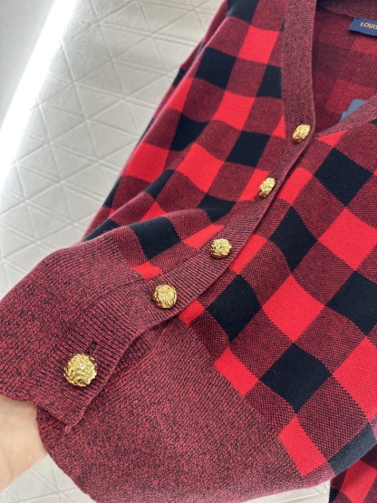 ルイ・ヴィトン「Louis Vuitton」 25FW ダマスカスチェック カーディガン
