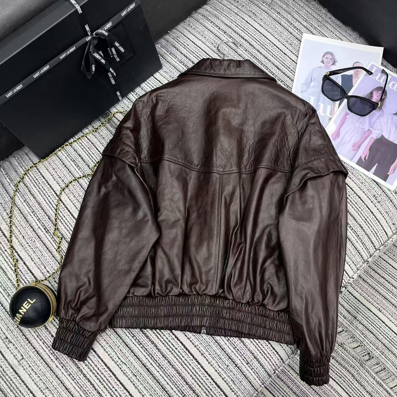 サンローラン「Saint Laurent」 ダブルポケット オーバーサイズ レザージャケット