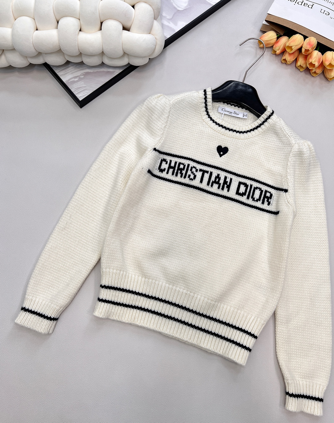 ディオール「Dior」ハート刺繍 レター ジャカード セーター