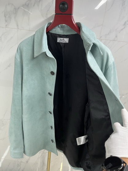 エルメス「Hermès」オレンジカラー スエードエンボス ジャケット