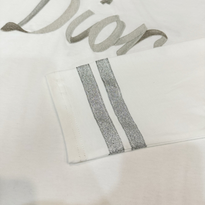 ディオール「Dior」リボン & 47 ロゴ 刺繍 ロング Tシャツ