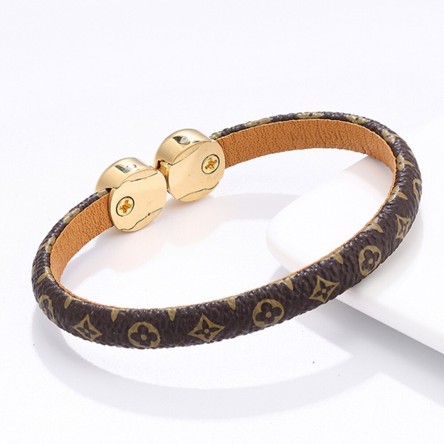 ルイ・ヴィトン「Louis Vuitton」モノグラム ダブルピアス レザーコード ブレスレット