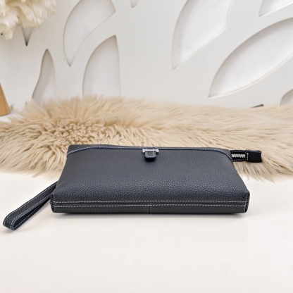 エルメス「Hermès」メンズ ジップ レザー クラッチバッグ