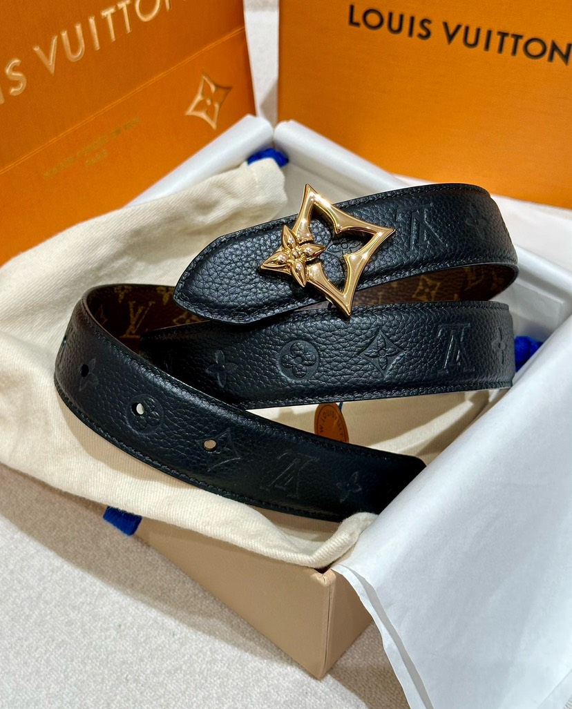 ルイ・ヴィトン「Louis Vuitton」フローラル ダブルフェイス レディース ベルト100CM