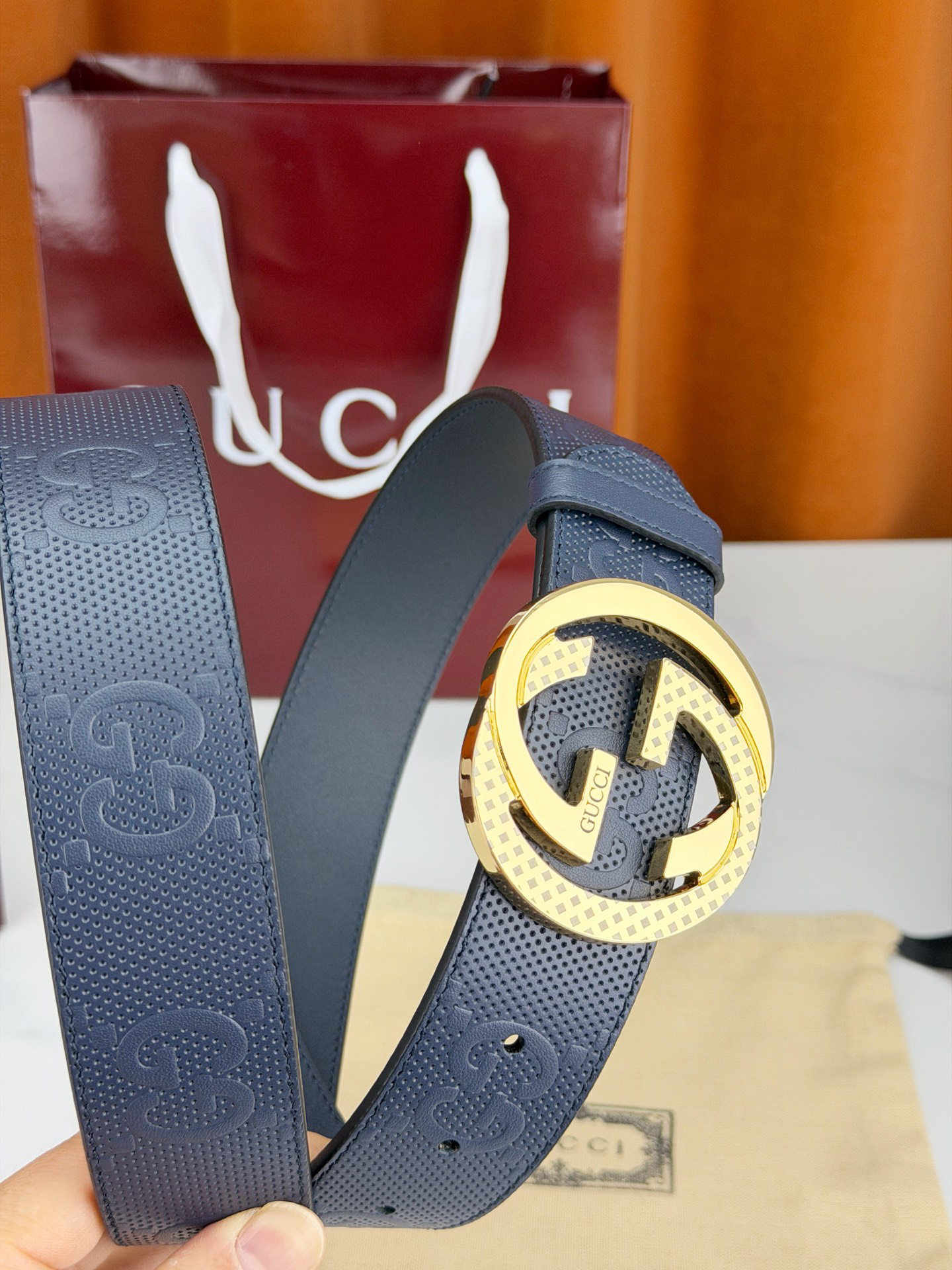 グッチ「Gucci」プレミアム トゴレザーベルト / ハイエンドウエストベルト38mm