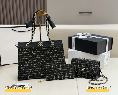シャネル「Chanel」コンビネーションバッグ3点セット / トートバッグ＆ポーチセット