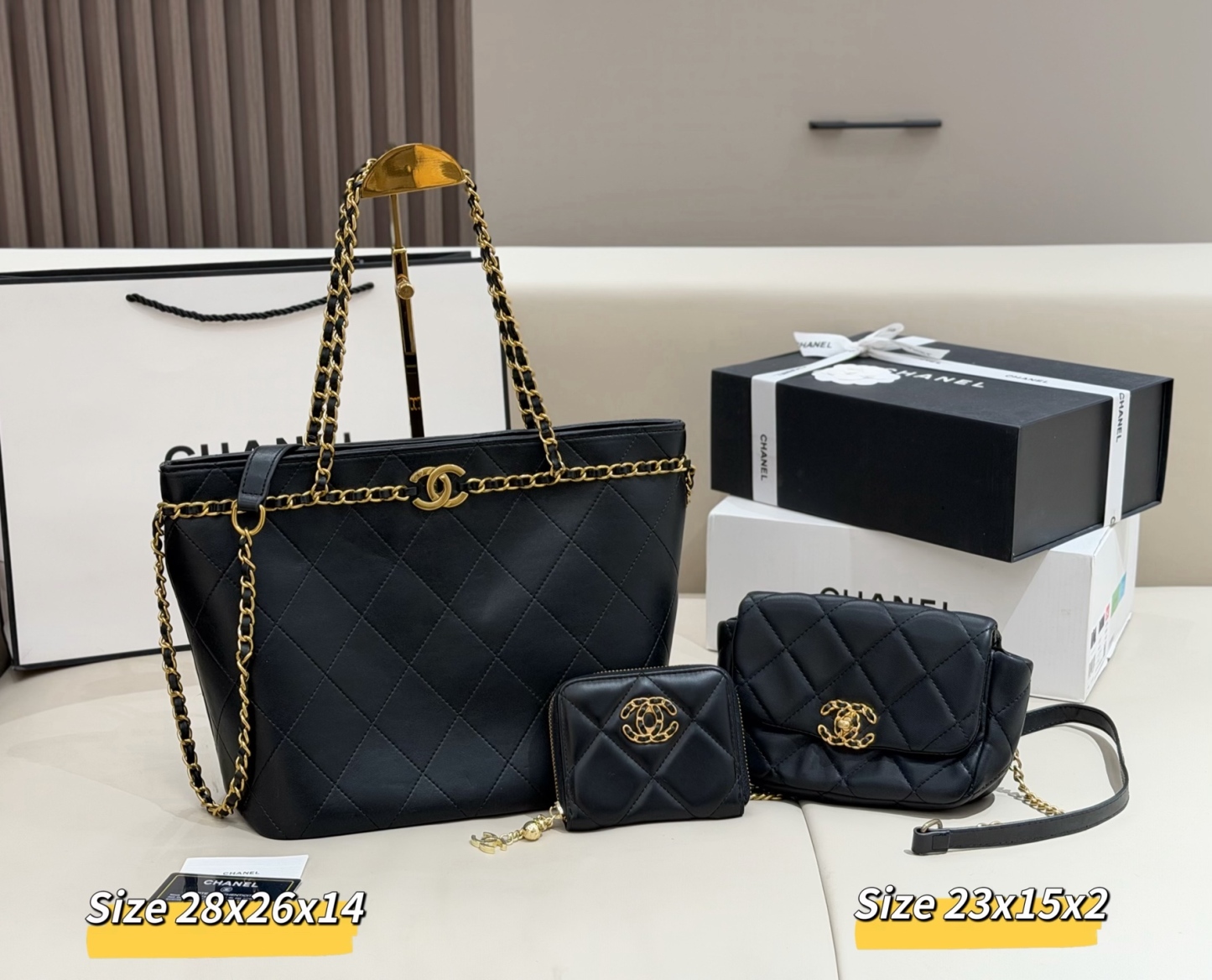 シャネル「Chanel」コンビネーションバッグ3点セット / トートバッグ＆ポーチセット