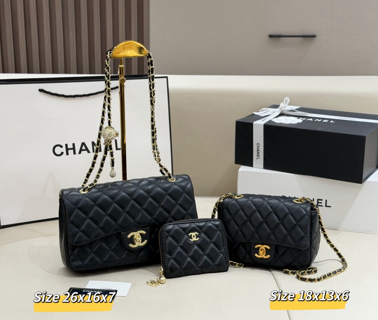 シャネル「Chanel」コンビネーションバッグ3点セット / トートバッグ＆ポーチセット