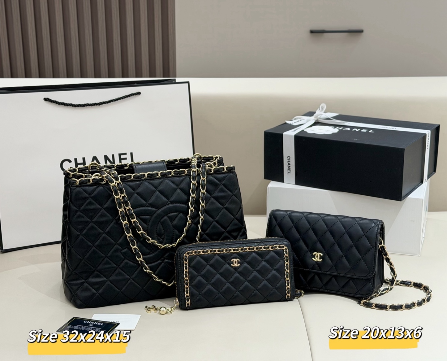 シャネル「Chanel」コンビネーションバッグ3点セット / トートバッグ＆ポーチセット