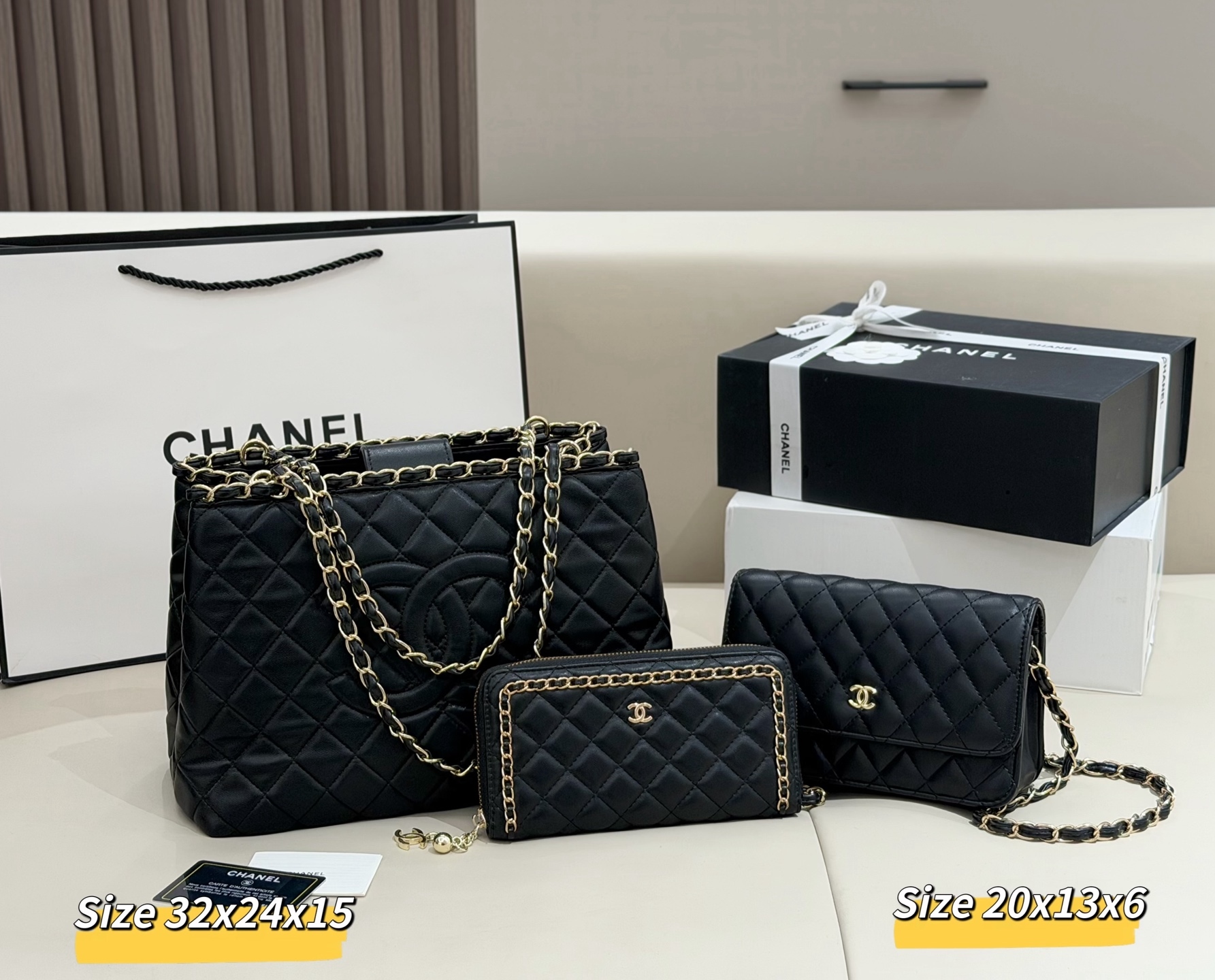 シャネル「Chanel」コンビネーションバッグ3点セット / トートバッグ＆ポーチセット