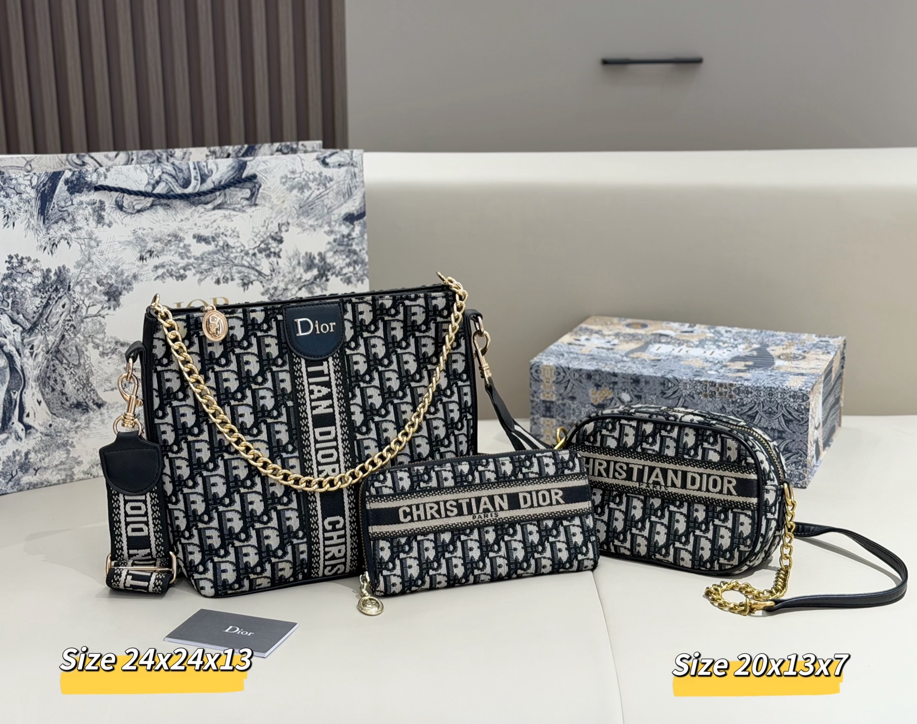 ディオール「Dior」コンビネーションバッグ3点セット / トートバッグ＆ポーチセット