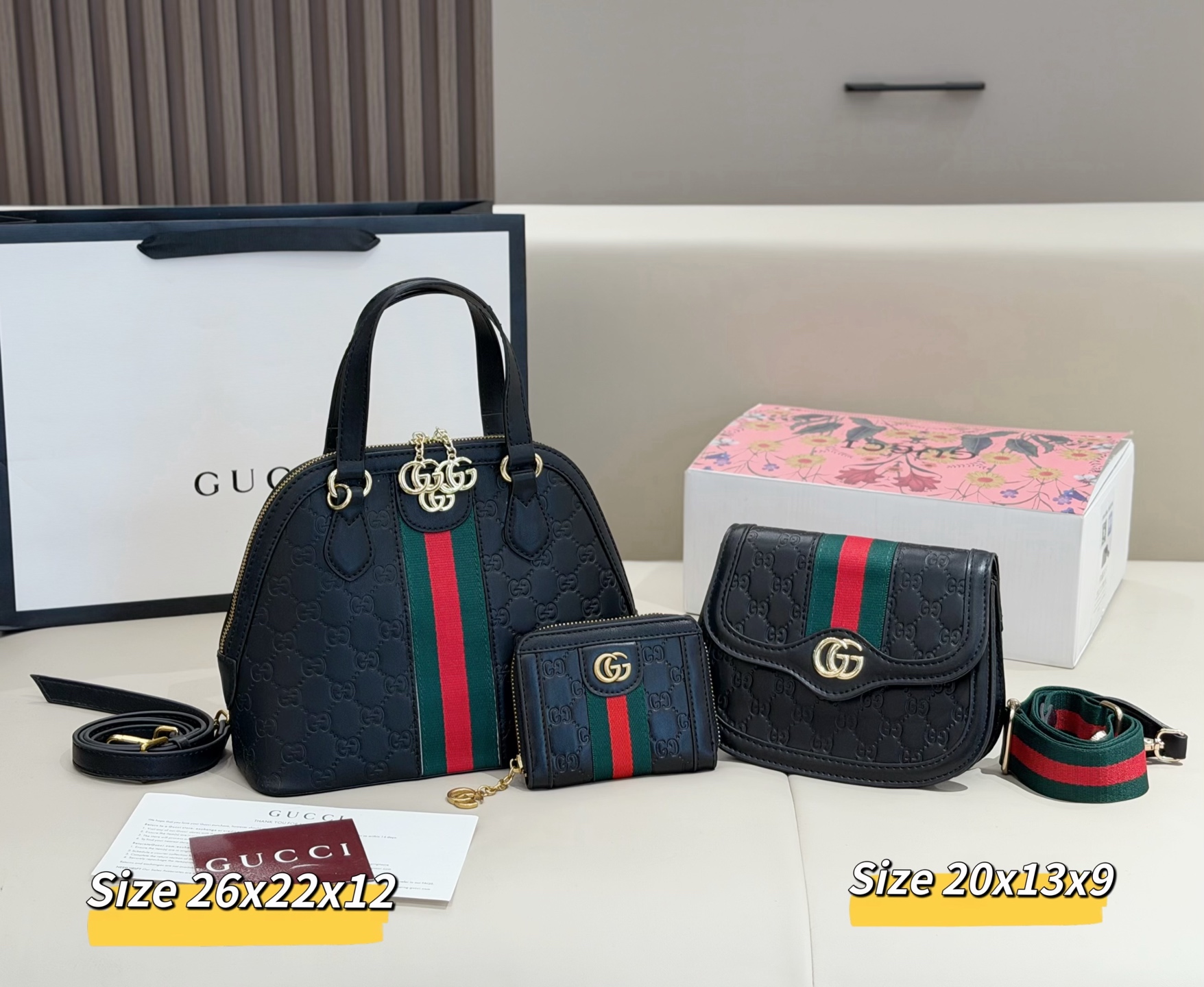 グッチ「Gucci」コンビネーションバッグ3点セット / トートバッグ＆ポーチセット
