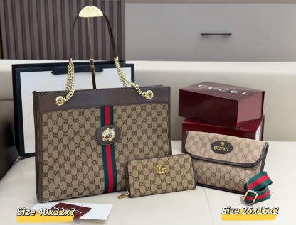グッチ「Gucci」コンビネーションバッグ3点セット / トートバッグ＆ポーチセット