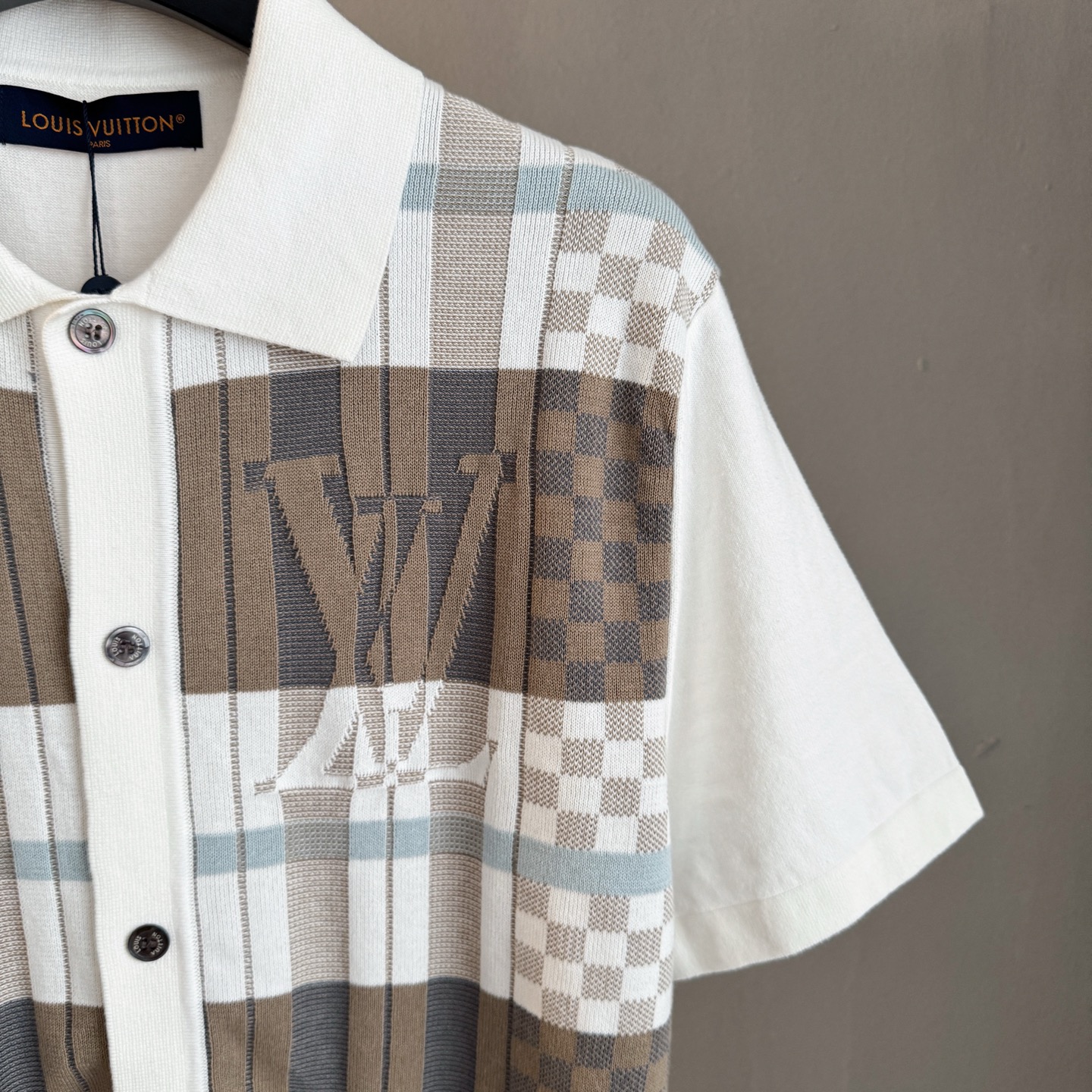 ルイ・ヴィトン「Louis Vuitton」ルイ・ヴィトン フローラル ダミエ ジャカード ニットシャツ / ショートスリーブシャツ