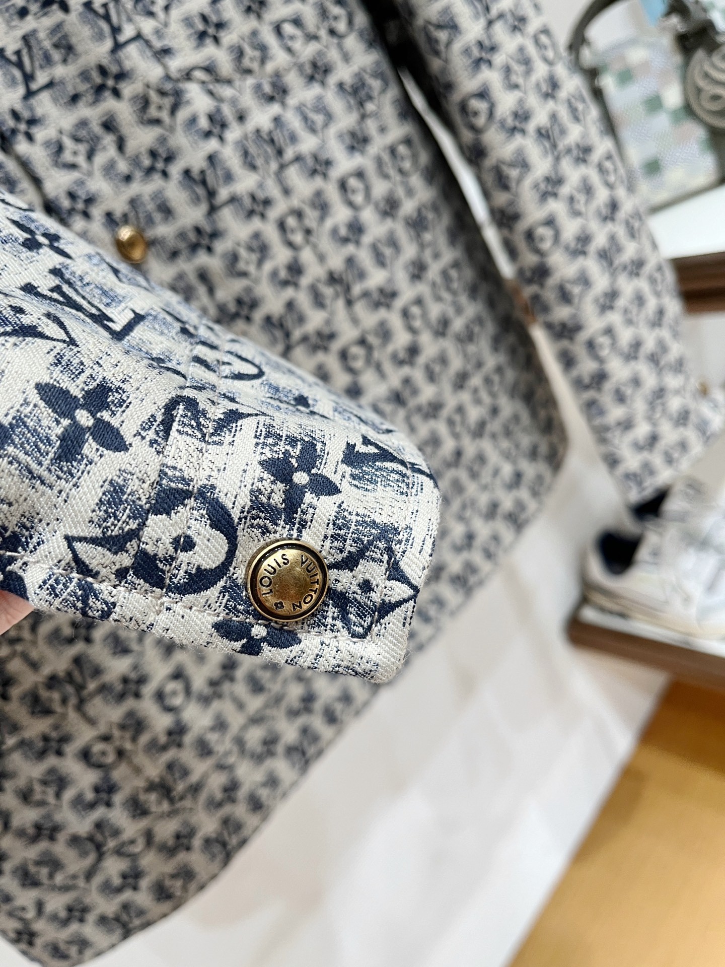 ルイ・ヴィトン「Louis Vuitton」モノグラム柄 ジャカード フリップカラー ジャケット / ワークジャケット