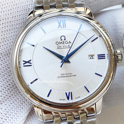 オメガ「Omega」デビル プレステージ カップルウォッチ メンズ39.5MM＆レディース32.7MM スチール＆レザーストラップ