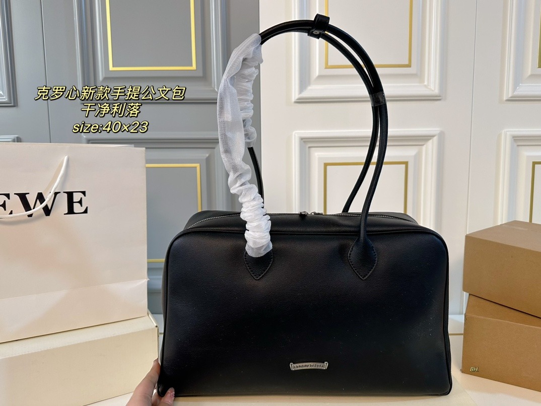 クロムハーツ「Chrome Hearts」レザードキュメントトート 40×23cm