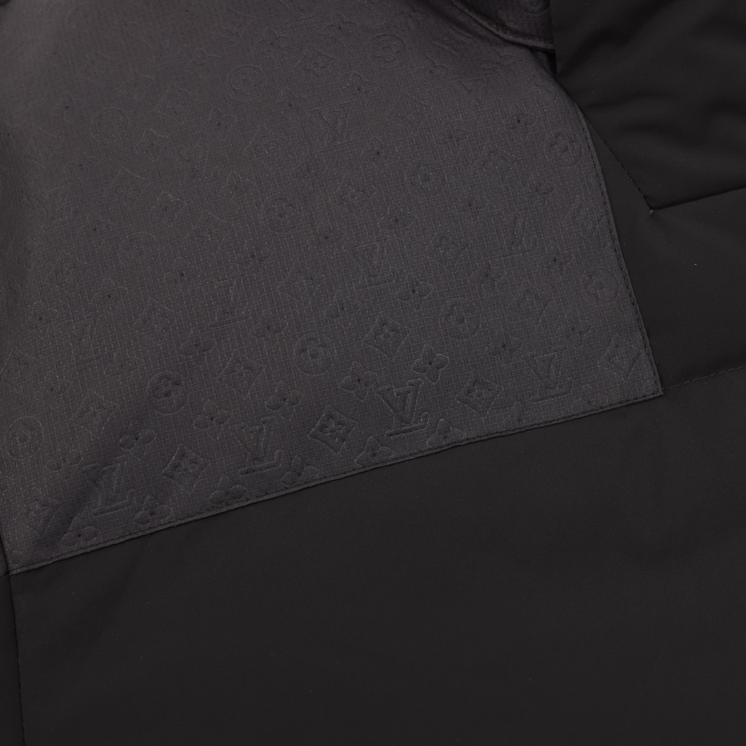 LOUIS VUITTON / ルイ・ヴィトンの袖章付き、暗紋浮彫スプライスダウンジャケット