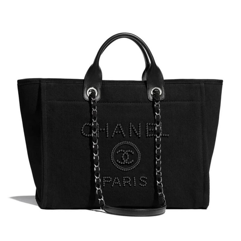 シャネル「Chanel」春夏新作 パールロゴ キャンバス ビーチトートバッグ