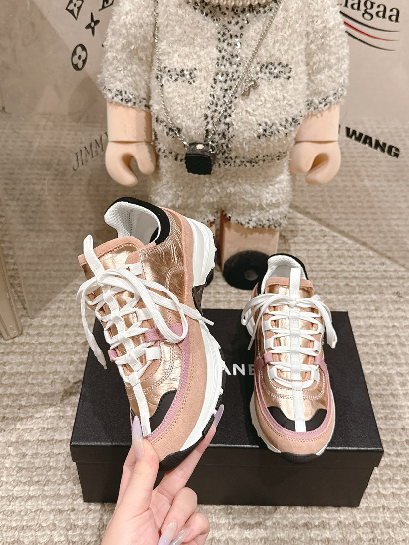 シャネル「Chanel」シャネル スタイル レザースニーカー (パンダカラー) / レジャースニーカー