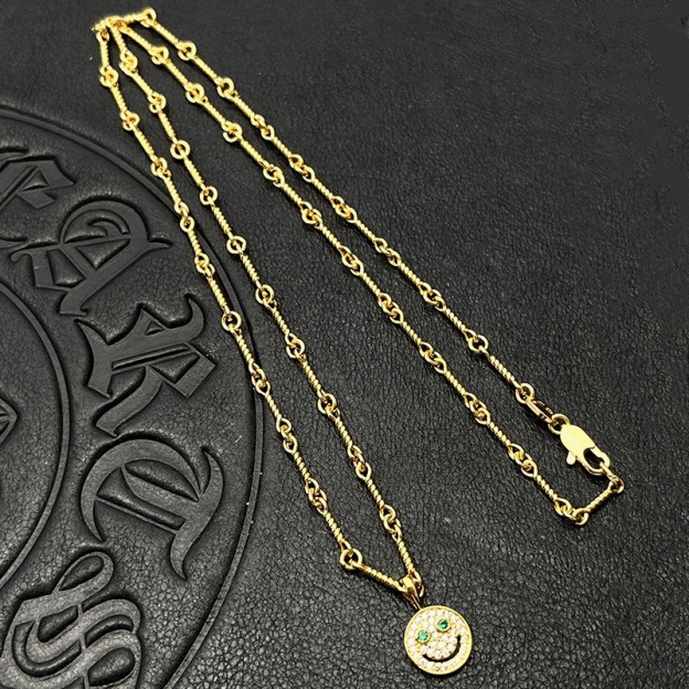 クロムハーツ「Chrome Hearts」スマイルフェイス カラーダイヤモンド ペンダントネックレス