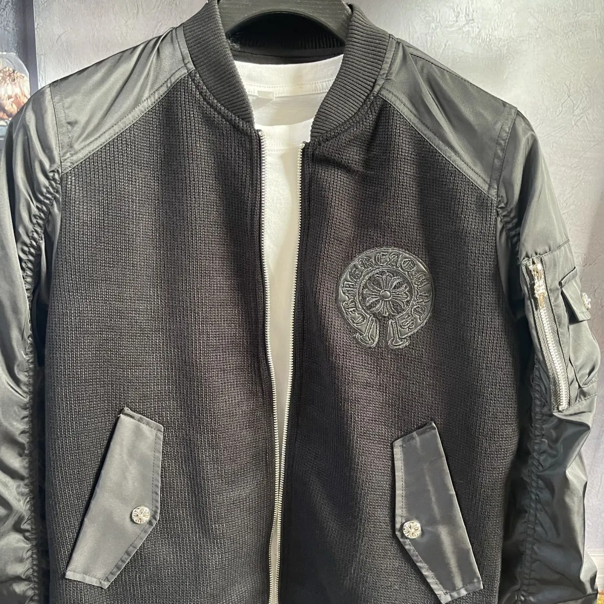 クロムハーツ「Chrome Hearts」レザー ベースボール ジャケット