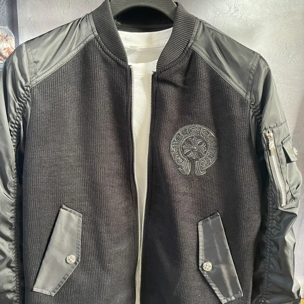 クロムハーツ「Chrome Hearts」レザー ベースボール ジャケット